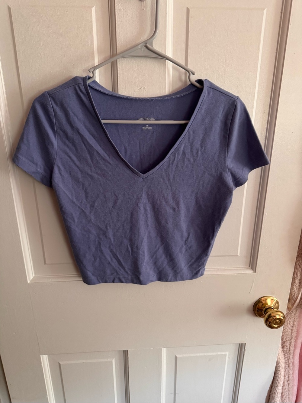 wild fable V-Neck Short Sleeve Crop Top - Periwinkle